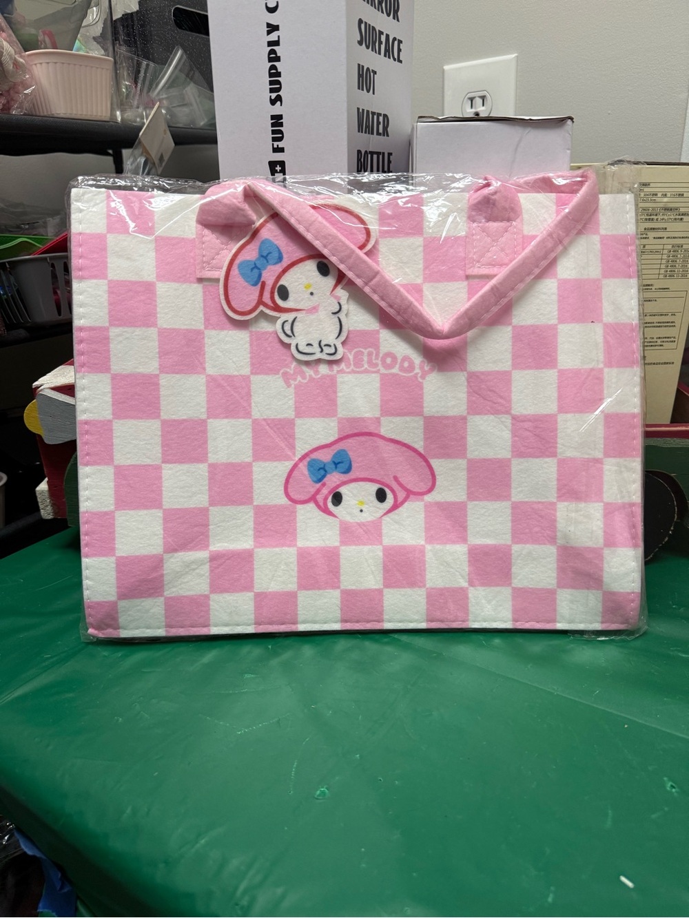 Pink Checkered Kids Tote Bag